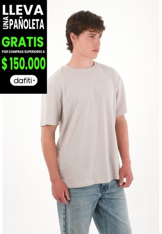 Camiseta Básica De Tela Con Textura Café Para Hombre Tennis