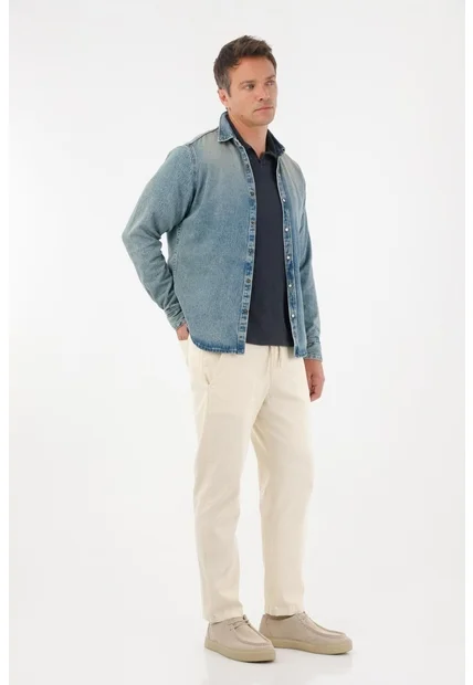 Tennis Pantalón Recto En Corduroy Crudo Para Hombre