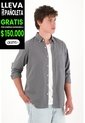 Tennis Camisa Clásica Manga Larga Gris Para Hombre de Tennis