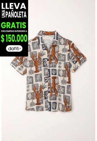Tennis Camisa Tipo Bowling Con Estampado De Langostas Para Hombre Tennis