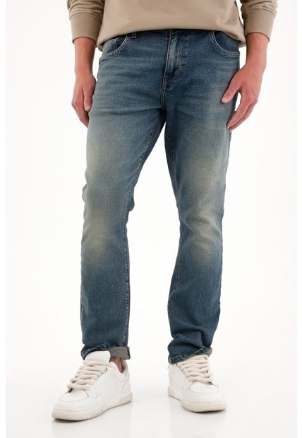Tennis Jean Nudy Tono Medio Con Bigotes Azul Para Hombre