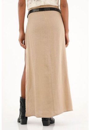 Falda Crudo En 100% Lino Con Abertura Para Mujer