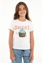 Camiseta Crudo Estampada Para Niña de Tennis