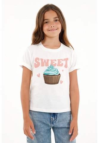 Camiseta Crudo Estampada Para Niña Tennis