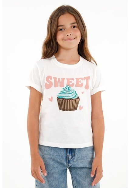 Camiseta Crudo Estampada Para Niña
