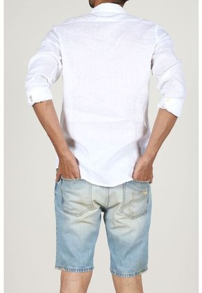 Tennis Camisa Blanca De Lino Para Hombre