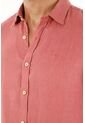 Camisa Manga Corta En 100% Lino Naranja Para Hombre de Tennis