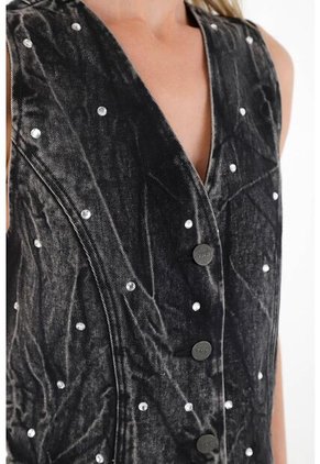 Tennis Chaleco Negro Con Mini Apliques Para Mujer