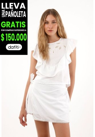 Tennis Camisa Manga Sisa Con Bolero Y Bordado Blanca Para Mujer Tennis