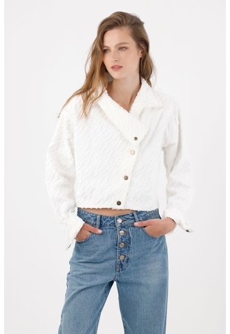 Tennis Chaqueta Con Textura En Relieve En Algodón Blanco Para Mujer Tennis