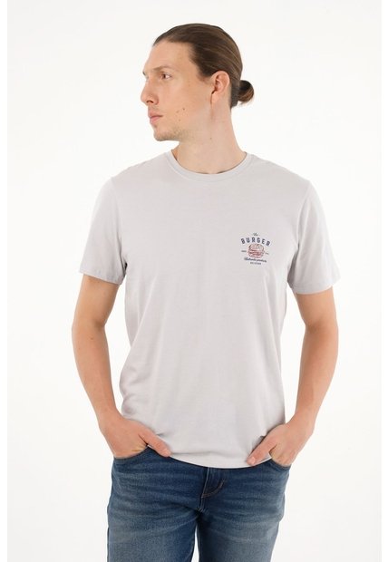 Tennis Camiseta Gris Estampada Para Hombre