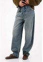 Tennis Jean Wide Leg Con Costuras Curvas En Algodón Azul Para Mujer de Tennis