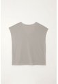 Tennis Camiseta Básica Estampada Manga Corta Gris Para Mujer de Tennis