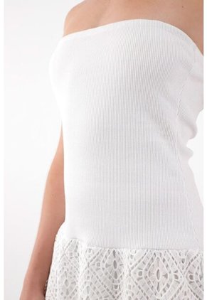 Tennis Vestido Largo Strapless Crudo Para Mujer