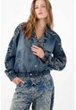 Tennis Chaqueta Bomber Fit Relajado Con Bordado Floral En Algodón Azul índigo Para Mujer de Tennis