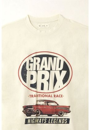 Tennis Camiseta Oversize Con Estampado Crudo Para Mujer