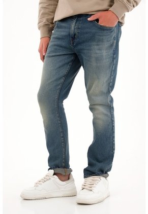 Tennis Jean Nudy Tono Medio Con Bigotes Azul Para Hombre