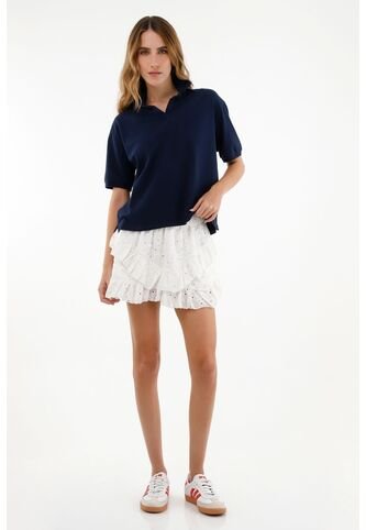 Camiseta Azul Tipo Polo Para Mujer Tennis