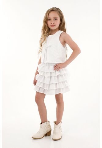 Chaleco En Ojalillo Blanco Para Niña Tennis