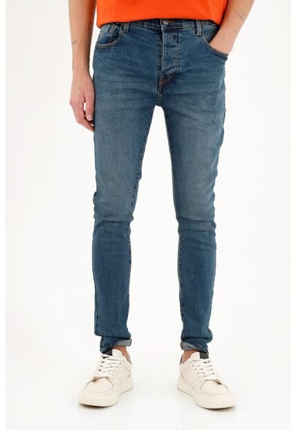 Jean Silueta Super Skinny Azul Para Hombre