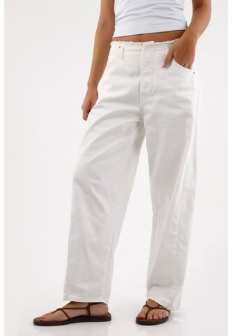 Tennis Jean Para Mujer De Algodón Blanco Corte Horse Shoe Con Cintura Lisa Tennis