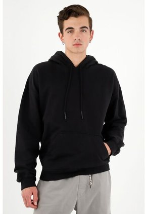 Buzo Tipo Hoodie Negro Para Hombre