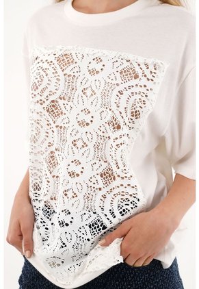 Tennis Camiseta Manga Corta De Silueta Amplia Crudo Para Mujer