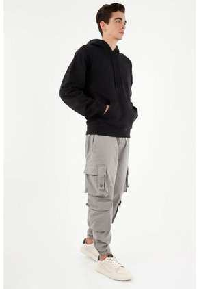 Buzo Tipo Hoodie Negro Para Hombre