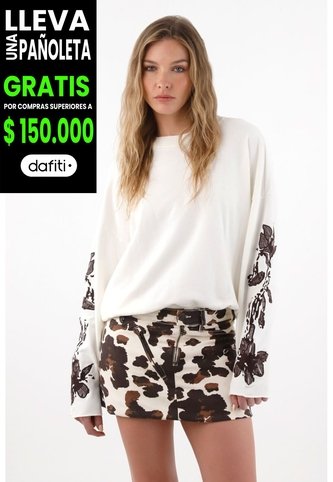 Tennis Buzo Manga Amplia Con Bordados Crudo Para Mujer Tennis