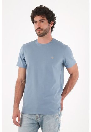 Tennis Camiseta Para Hombre De Algodón Azul Fit Clásico Con Bordado