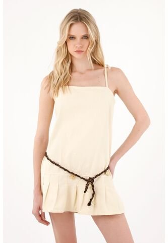 Tennis Vestido Corto En Denim Crudo Para Mujer Tennis