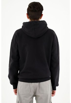 Buzo Tipo Hoodie Negro Para Hombre