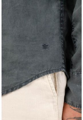 Tennis Camisa Azul De 100% Lino Para Hombre