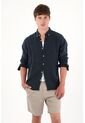 Tennis Camisa En 100% Lino Manga Larga Azul Para Hombre de Tennis