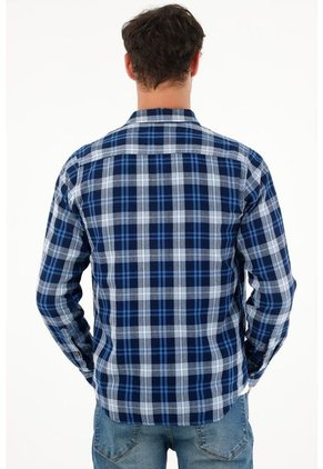 Tennis Camisa De Diseño A Cuadros Azul Para Hombre