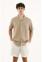 Camisa Café Tipo Bowling Manga Corta Para Hombre de Tennis
