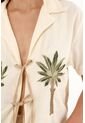 Tennis Camisa Tipo Bowling Con Bordado De Palmeras Para Mujer de Tennis