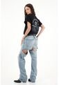 Tennis Jean Recto Tiro Alto Con Detalles Desflecados Para Mujer de Tennis