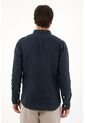 Tennis Camisa En 100% Lino Manga Larga Azul Para Hombre de Tennis