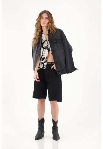 Tennis Bermuda Larga Negra En Denim Para Mujer Tennis