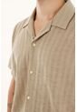 Camisa Café Tipo Bowling Manga Corta Para Hombre de Tennis
