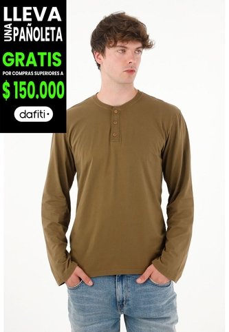 Tennis Camiseta Manga Larga Con Botones Café Para Hombre Tennis
