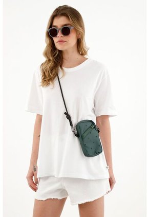 Camiseta Unisex Blanca Con Bordado De Monos En Cuello Posterior