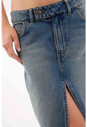 Tennis Falda Midi Recta Con Abertura Frontal En Denin Para Mujer