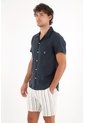 Tennis Camisa En 100% Lino Azul Con Acabado Suave Para Hombre de Tennis