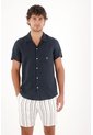 Tennis Camisa En 100% Lino Azul Con Acabado Suave Para Hombre de Tennis