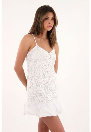 Tennis Vestido Corto Con Ruedo Englobado Crudo Para Mujer