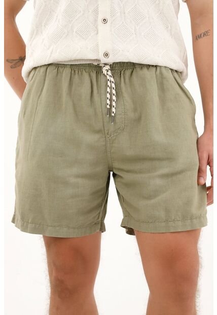 Tennis Bermuda Verde Con Pretina Enresortada Para Hombre