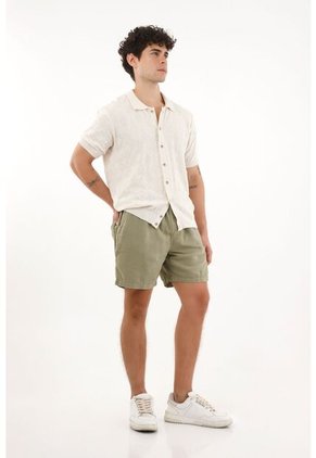 Tennis Bermuda Verde Con Pretina Enresortada Para Hombre