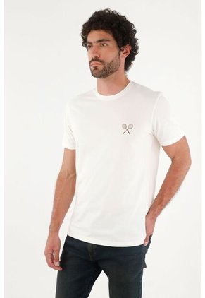 Tennis Camiseta Para Hombre Algodón Blanco Regular Con Gráfico